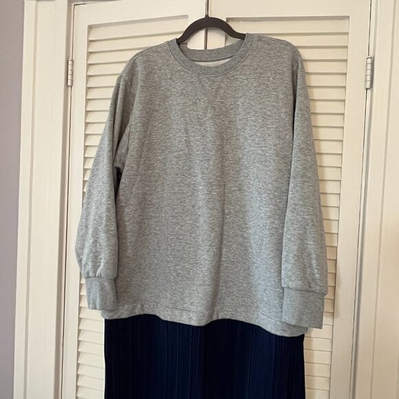 Free Assembly Mixy dress sweatshirt pleated grey navy XL - Picture 4 of 7